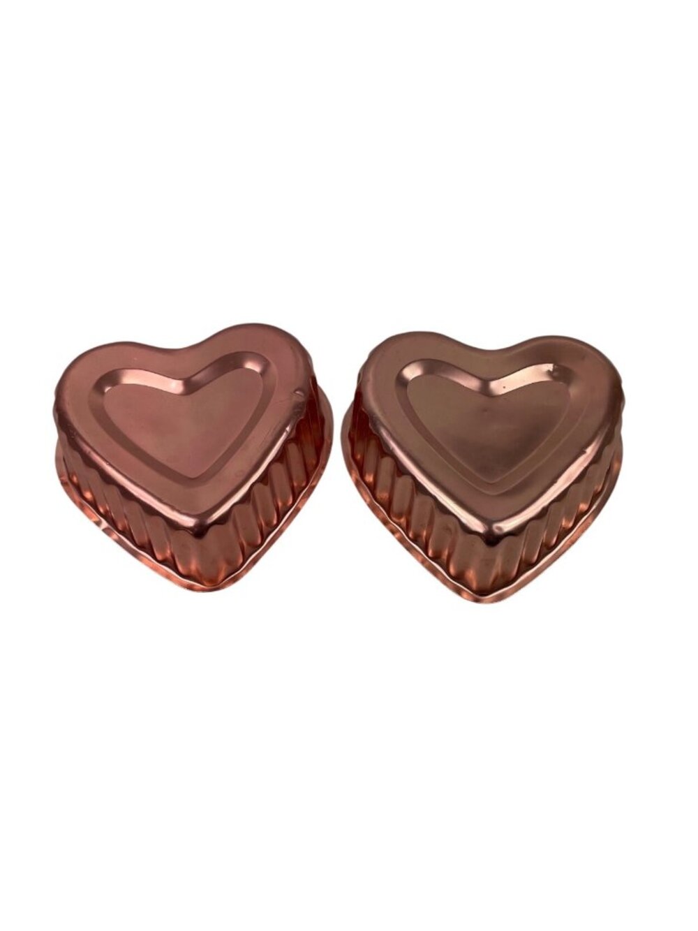 Set Of 2 Copper Heart-Shaped Jello Molds Decorative Kitchen Wall Hanging - Picture 2 of 10